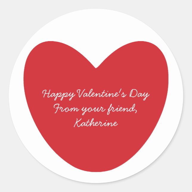 Happy Valentine's Day heart kids classroom custom Classic Round Sticker (Front)