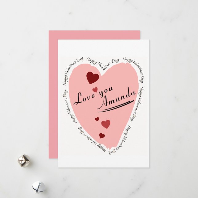 Happy Valentine's Day Heart Love Card (Front/Back In Situ)