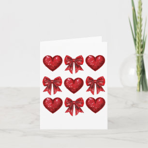 Happy Valentines Day Heart Love Coquette Bow Girl  Card