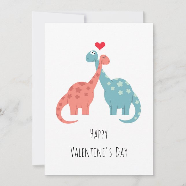 Happy Valentine's Day Heart Love Dinosaurs Holiday Card (Front)