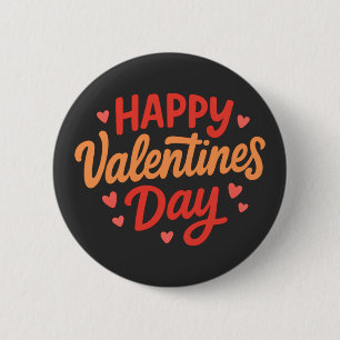 Happy Valentines Day Heart Love Greeting 6 Cm Round Badge