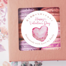 Happy Valentines Day Heart Macaron Pink Cute