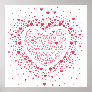 Happy Valentine's Day Heart Poster 24x24
