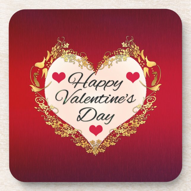 Happy Valentine's Day Heart Shape-47949 Coaster (Front)