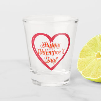 Happy Valentine's Day Heart Shaped Logo Shot Glass