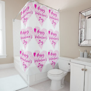 "HAPPY VALENTINE'S DAY" HEART SHOWER CURTAIN