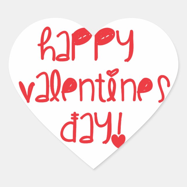 Happy Valentines Day Heart Sticker (Front)