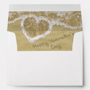 "Happy Valentine's Day" Heart written in Sand Envelope