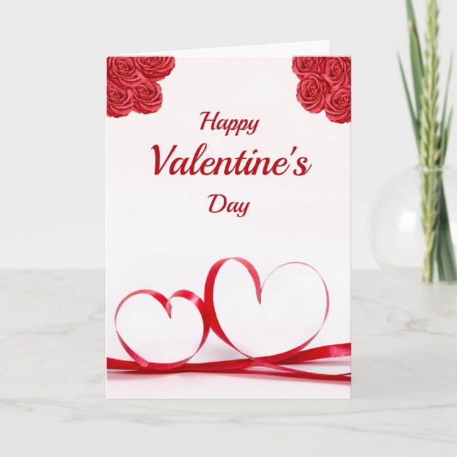 Happy Valentine's Day Heartfelt Wishes Foldable Card (Front)