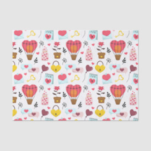 Happy Valentine's Day Hearts, Balloons and Flowers Tissue Paper