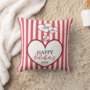 Happy Valentine's Day Hearts Chalk Stripes Cushion