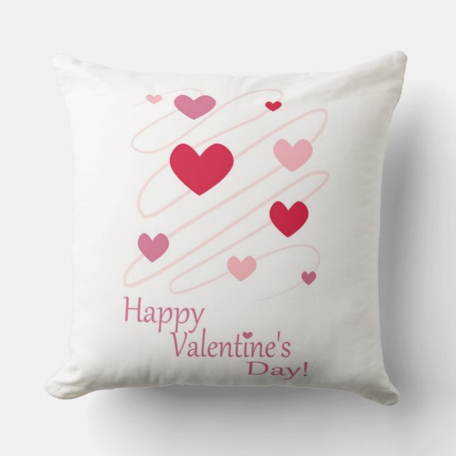 "HAPPY VALENTINE'S DAY" HEARTS CUSHION (Front)