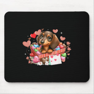 Happy Valentine's Day Hearts Cute Dachshund Dog Lo Mouse Pad