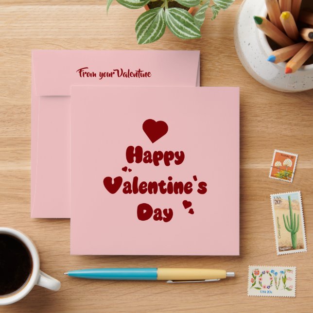 Happy Valentine's Day Hearts Cute Envelope (Desk)