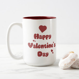 Happy Valentine's Day Hearts Cute Two-Tone Coffee Mug