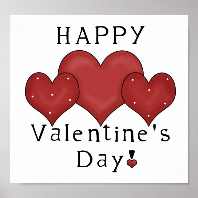 Happy Valentine's Day Hearts D7 Print/Sign Poster (Front)
