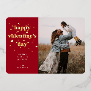 Happy Valentine's Day + Hearts Foil Photo Card