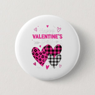 Happy Valentines Day Hearts Girls Women Leopard An 6 Cm Round Badge