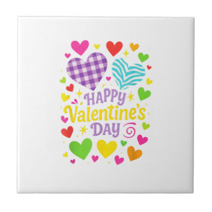 Happy Valentine's Day - Hearts Love Ceramic Tile
