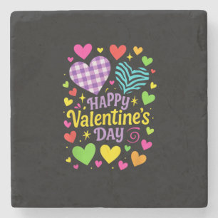 Happy Valentine's Day - Hearts Love Stone Coaster