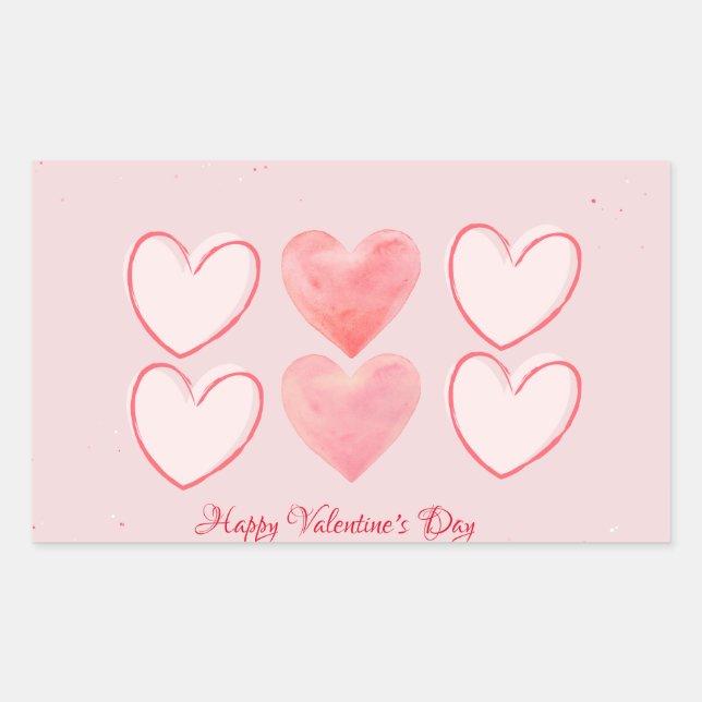 Happy Valentine's Day Hearts Minimalist Stickers  (Front)