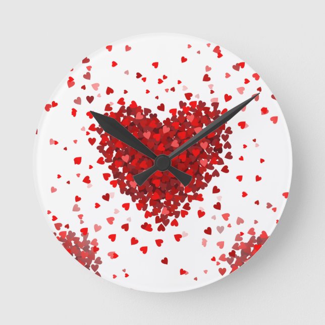happy valentines day hearts round clock (Front)