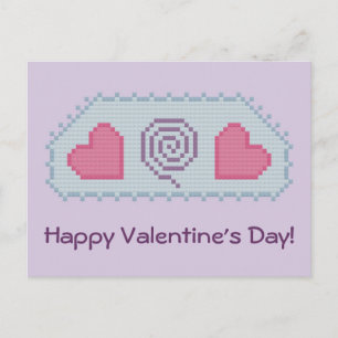 Happy Valentine's Day! Hearts Spiral Postcard