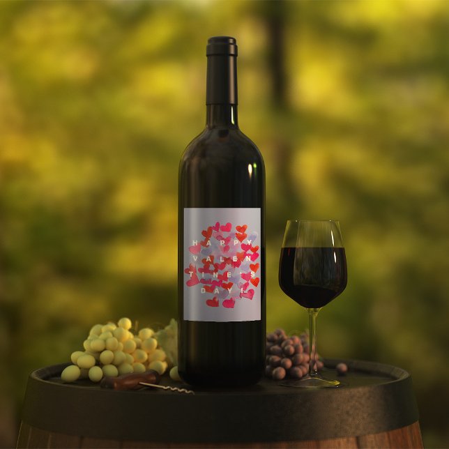 Happy Valentine's Day hearts Wine Label (Creator Uploaded)