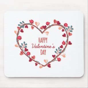 Happy Valentine's Day Hearts Wreath   Mousepad