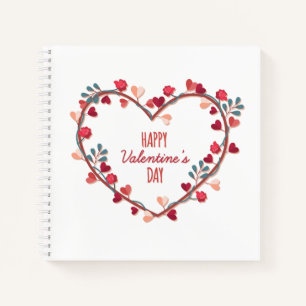 Happy Valentine's Day Hearts Wreath   Notebook