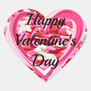 Happy Valentine's Day Hearts Your Text 20 STICKERS