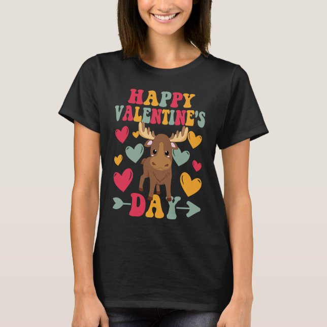 Happy Valentines Day Highland Cow Heart Love Groov T-Shirt (Front)