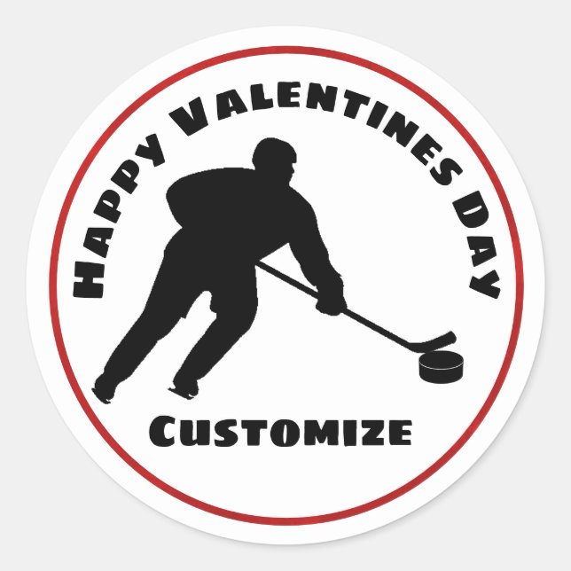 Happy Valentines Day Hockey Player Sticker (Front)