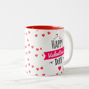 Happy Valentine's Day Holiday Hearts Coffee Two-Tone Coffee Mug