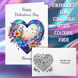 Happy Valentine's Day Honey Colouring Page Card