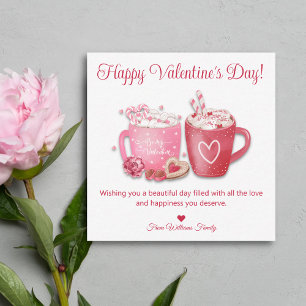 happy valentines day,hot chocolate pink holiday  card