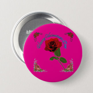 Happy valentine's day hot pink 7.5 cm round badge