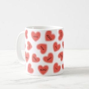 Happy Valentines Day Hugs and Kisses Modern  Coffee Mug