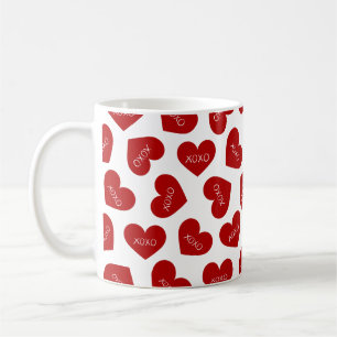 Happy Valentines Day Hugs and Kisses Modern  Coffee Mug