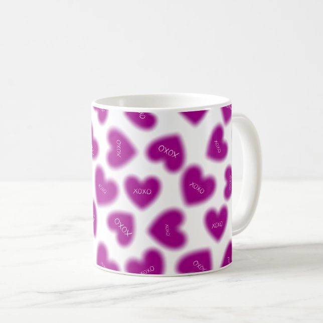 Happy Valentines Day Hugs and Kisses Modern Coffee Mug (Front Right)