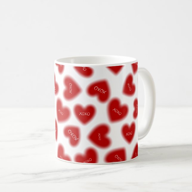 Happy Valentines Day Hugs and Kisses Modern  Coffee Mug (Front Right)