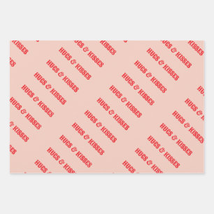 Happy Valentine's Day Hugs & Kisses Love Custom  Wrapping Paper Sheet