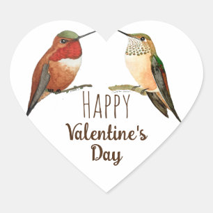 Happy Valentine's Day Hummingbirds   Heart Sticker