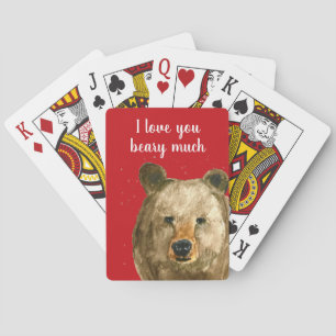 Happy Valentine's Day I love you beary much Playing Cards