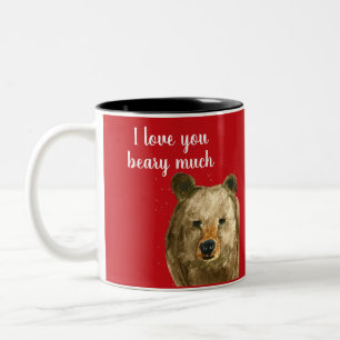 Happy Valentine's Day I love you beary much Two-Tone Coffee Mug