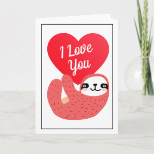 Happy Valentine's Day I Love You Cute Sloth Card