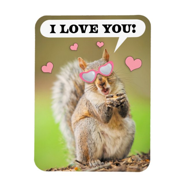 Happy Valentine's Day I Love You Squirrel Humour Magnet (Vertical)