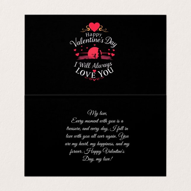 happy valentine's day i will always love you business card (Inside Unfolded)