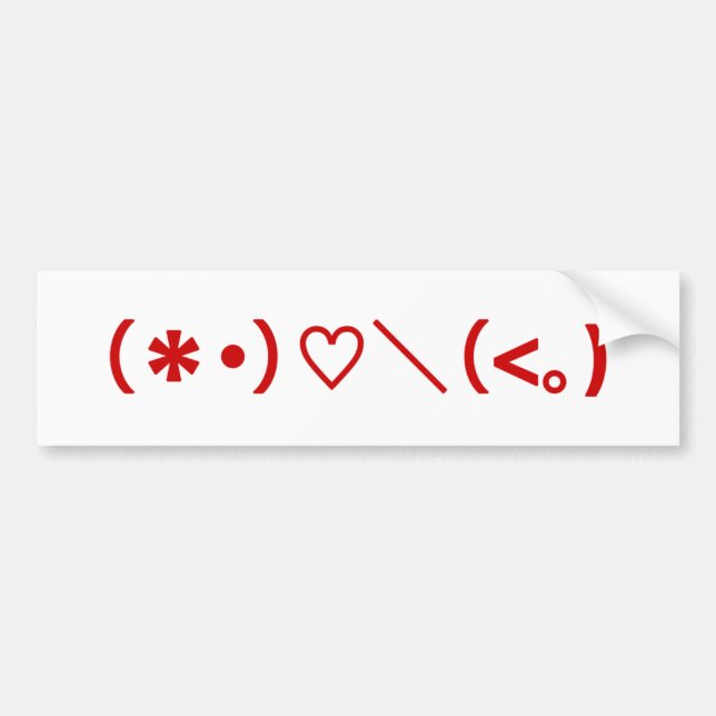 Happy Valentine's Day / Japanese Emoticons Bumper Sticker (Front)