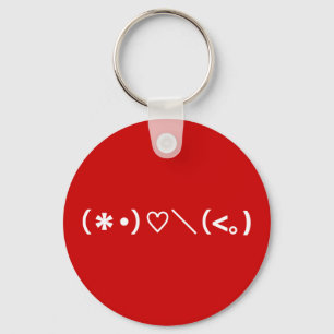Happy Valentine's Day / Japanese Emoticons Key Ring
